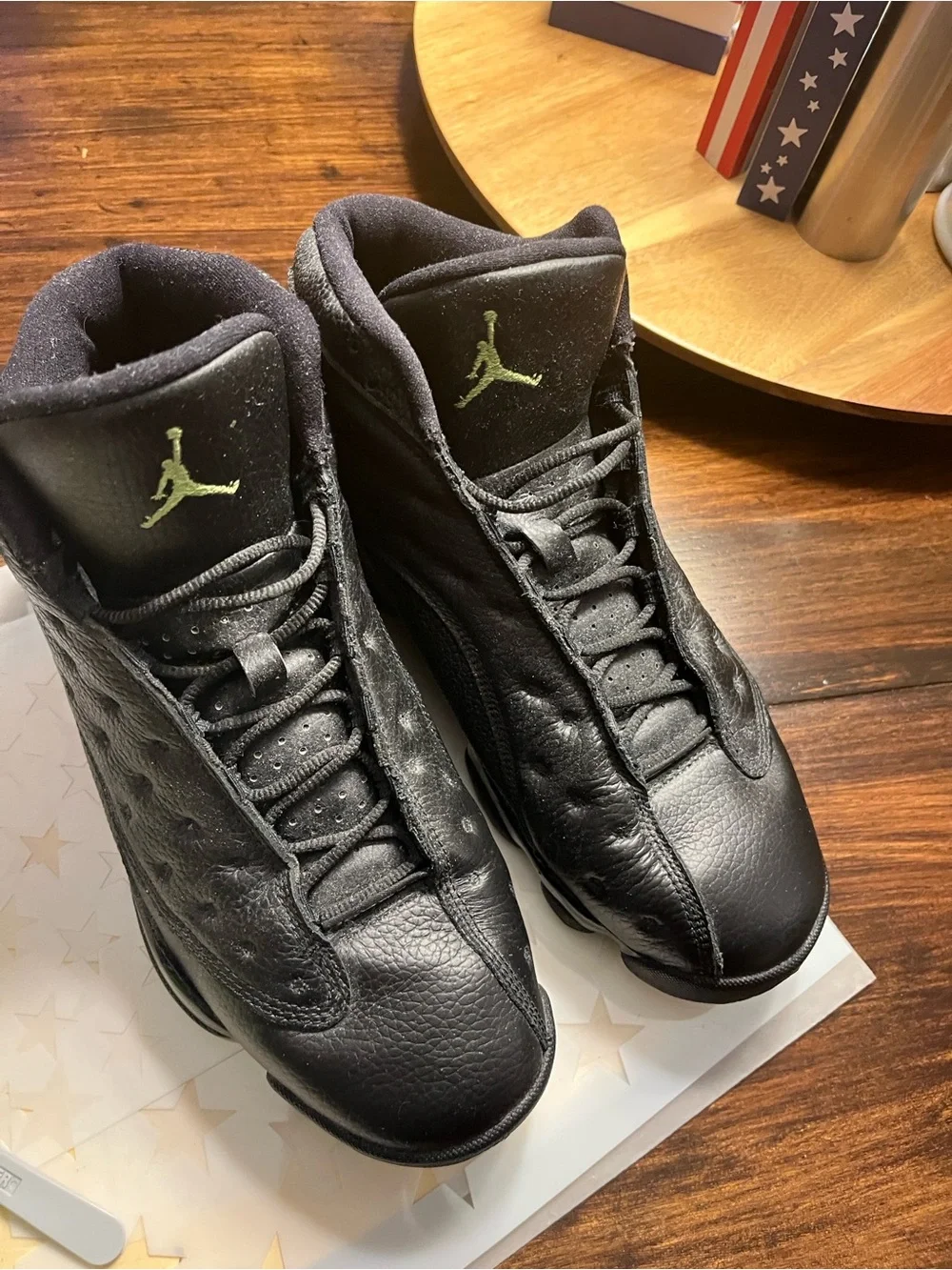 Jordan Black and Neon Green Retro Basketball Sneakers